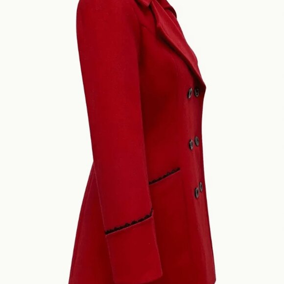 Red Elegant Women's Double-Breasted Lapel Coat - Picture 6 of 6
